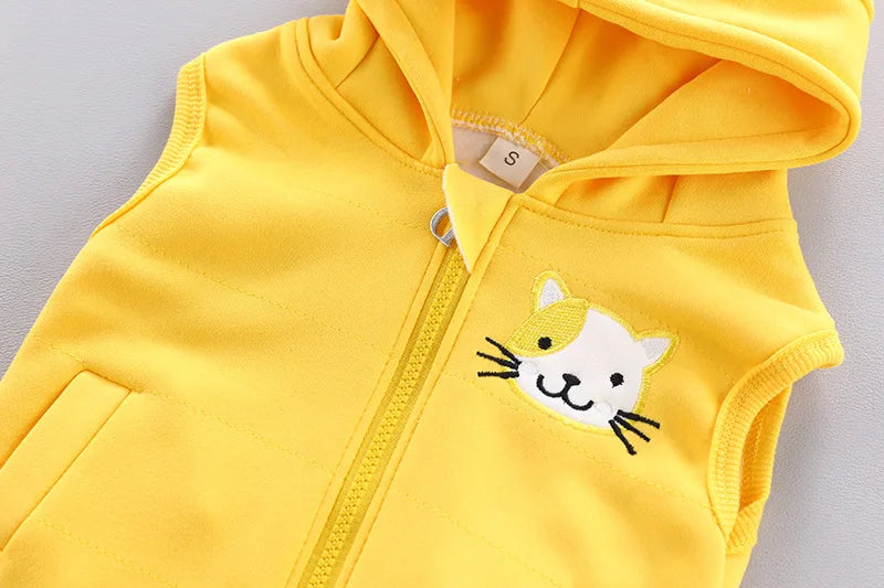 3 Stück süße Katze warm halten Mädchen Kleidung Herbst Jungen Kleidung Sets Kapuze Weste Mantel Hose Baby Anzüge 1-4 Jahre neue Kinder kleidung