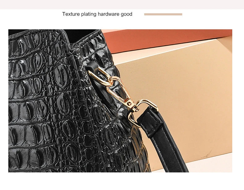 TRAVEASY Summer Casual Vintage Top-Handle Bags for Women Fashion Alligator Large Capacity Female Shoulder Bags Crossbody Bags