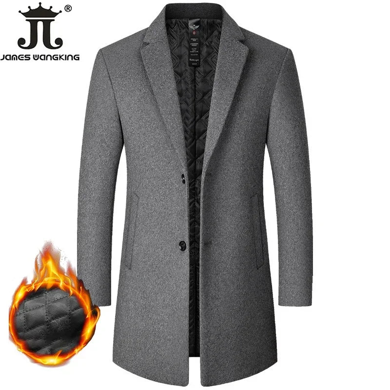 Männlichen Woll Mantel Einfarbig Schlanke Mitte Länge Windjacke Warm Wear-Resistant herren Wolle Mantel Business Formale tragen Lässige Jacke