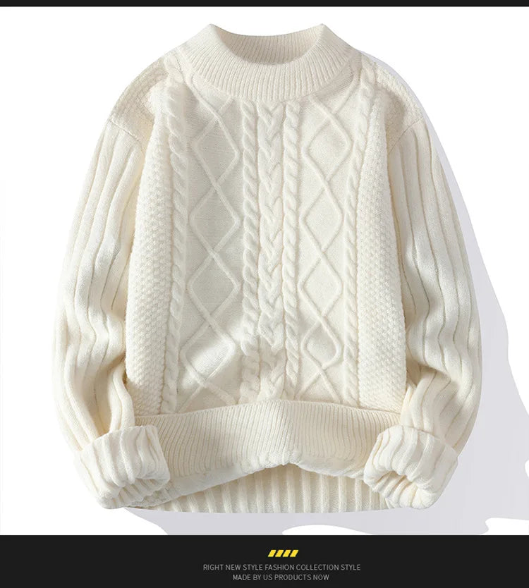 Neue männer Warme Pullover Gestrickte Pullover Rundhals Vintage Harajuku Lose Einfarbig Casual Winter Pullover Männer Pullover Mann