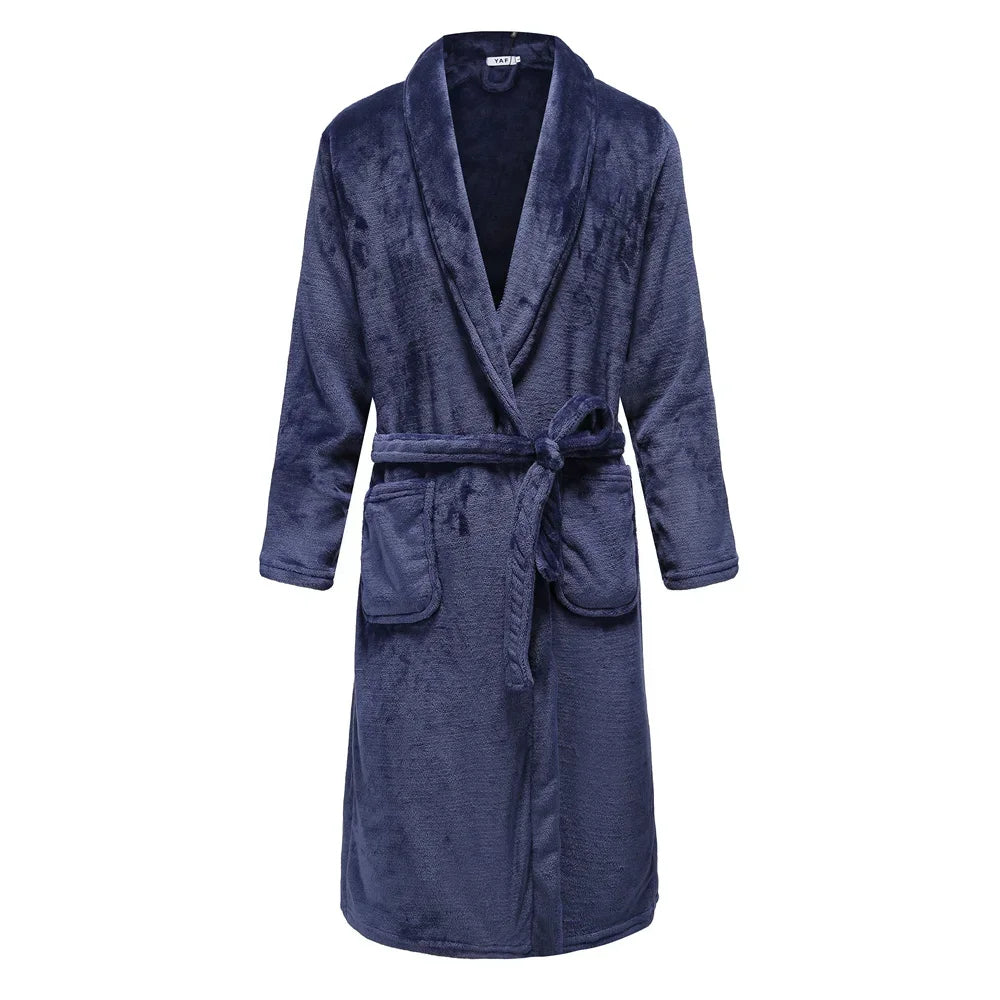 Flanell Frauen Kimono Bademantel Kleid mit Tasche PLUS GRÖßE 3XL Winter Verdicken Korallen Fleece Robe Nachtwäsche Hause Kleidung Lounge Tragen