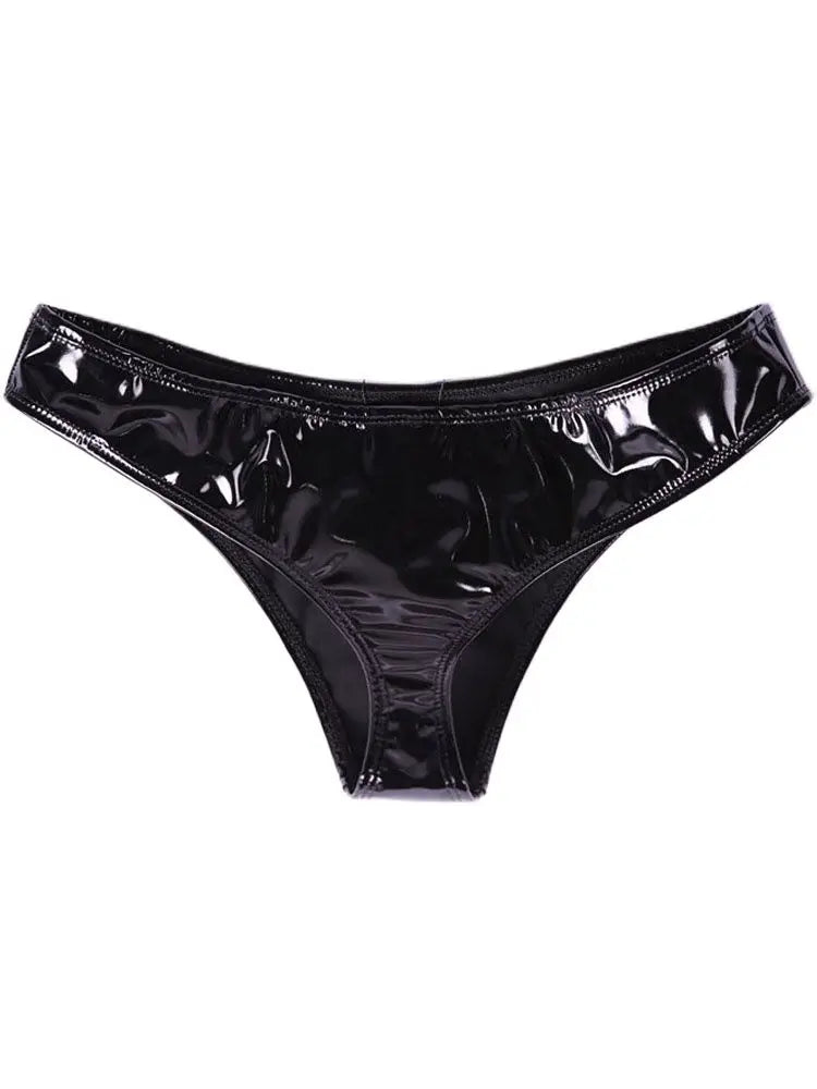 Wet Look PVC Short Shiny PU Leather Briefs Underwear Women Panties Hot Sexy Calcinha Tangas Bikini String Thongs Tights Lingerie