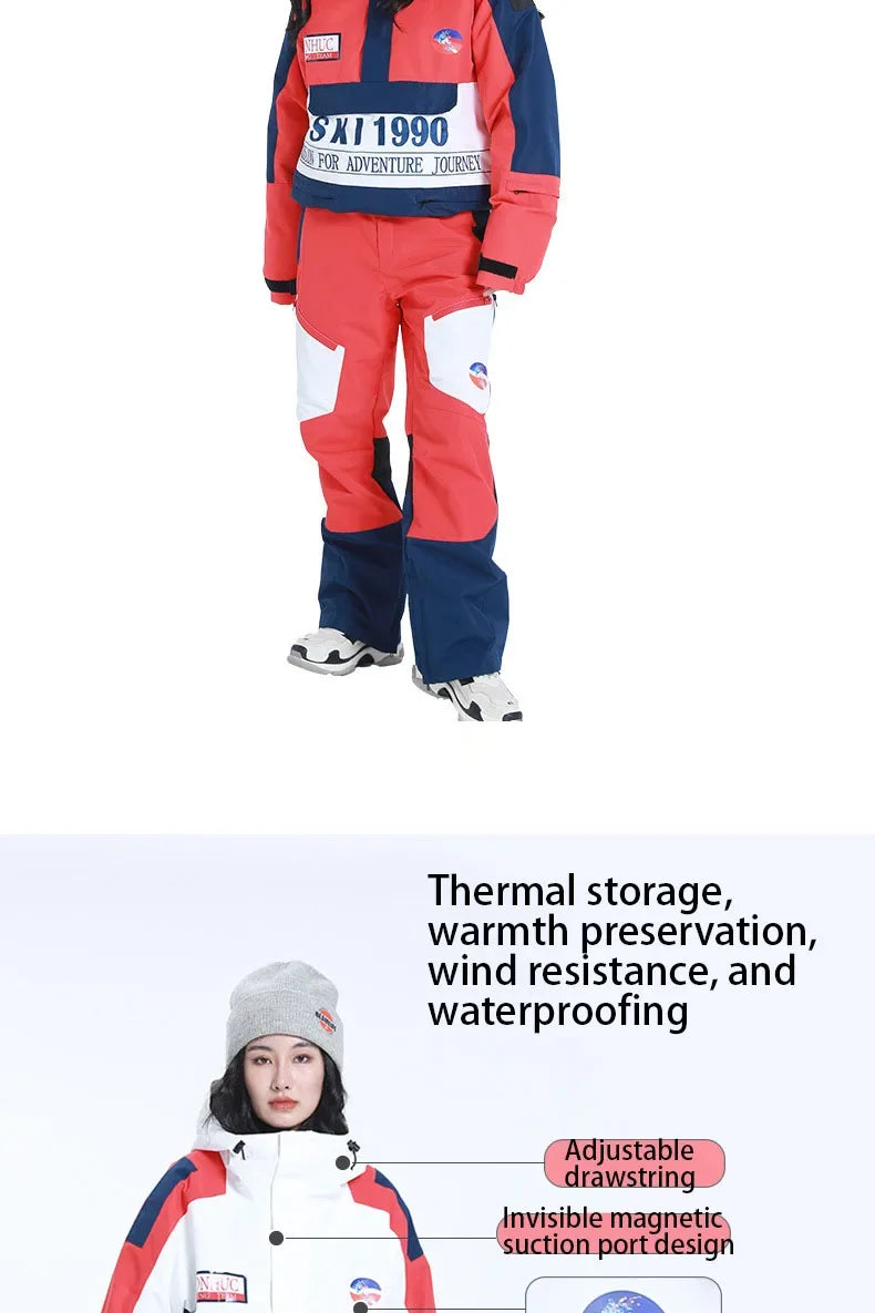 2024 New Women's Ski Suits Winter Thermal Thickened Snowboarding Suits Waterproof Windproof Outdoor Sports Skiing Clothes Pants