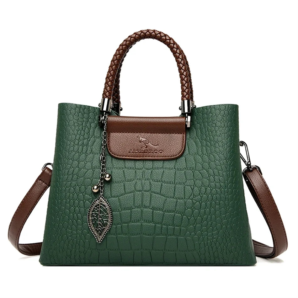 Echte Marke Leder 3 Schichten Alligator Umhängetasche für Frauen Weibliche Schulter Messenger Sac Luxus Designer Damen Handtaschen