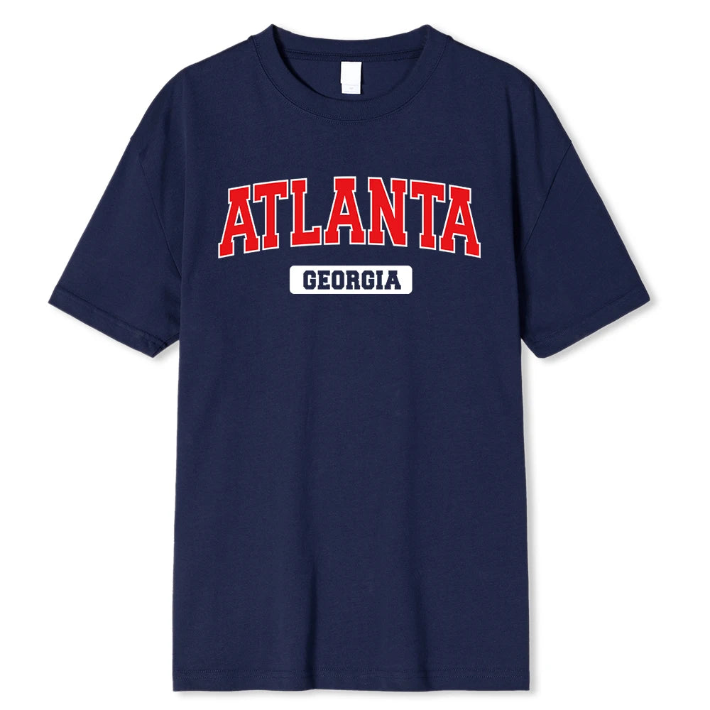 Atlanta Georgia Street Printing Men T Shirt Fashion Casual Tshirts Street Oversize Tshirt Loose 100% Cotton Tee Clothing Man