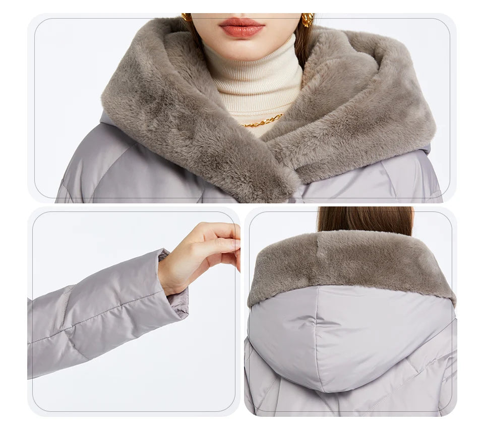 MIEGOFCE 2024 Winter Baumwolle Parka Mode Faux Pelz Kragen Langarm Warme frauen Mantel Winddicht Stepp Kapuze Jacke D23708