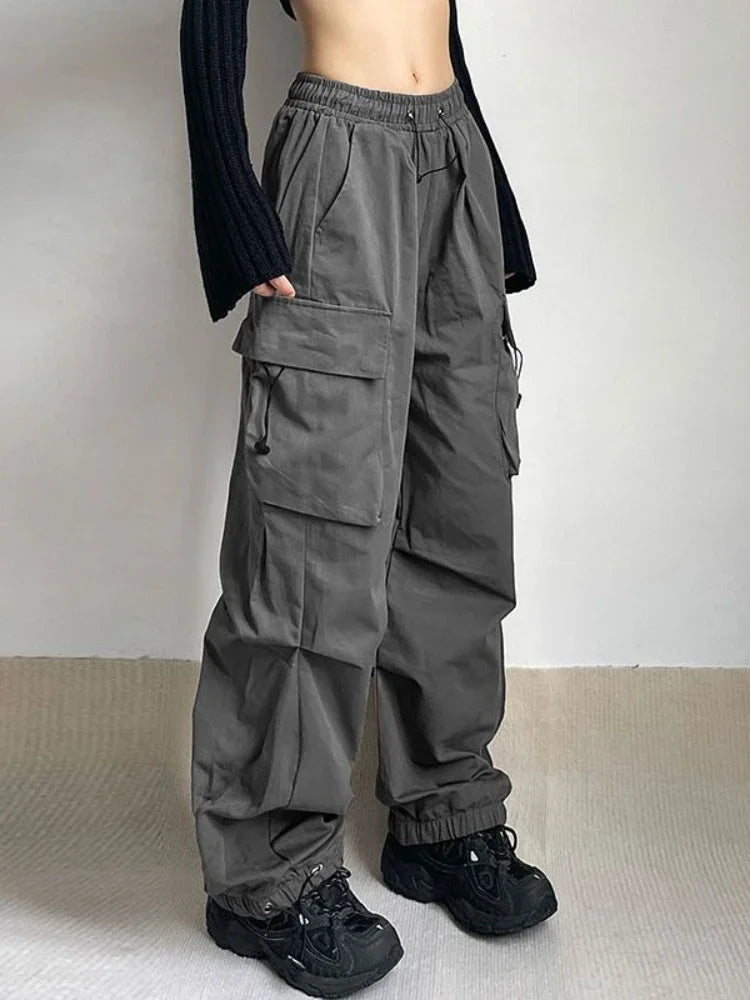 Deeptown lässig grau Jogging hose Frauen weites Bein schwarz Jogger klassische Baggy Streetwear übergroße Sport weibliche Hose All-Match