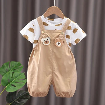 1 2 3 4 5 Jahre Jungen Mädchen Kleidung setzt niedlichen Bären Top Overalls kleine Prinzessin Baby Anzüge Familien feier Bruder Schwester Kleidung