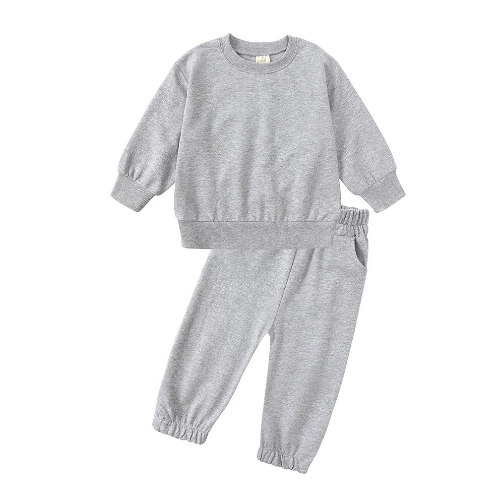 2023 Kids thin Tracksuit Clothes Solid Spring Autumn Sweatshirt Long Sleeve+Pants Boy Girl Suit Toddler Children Sports Outfits