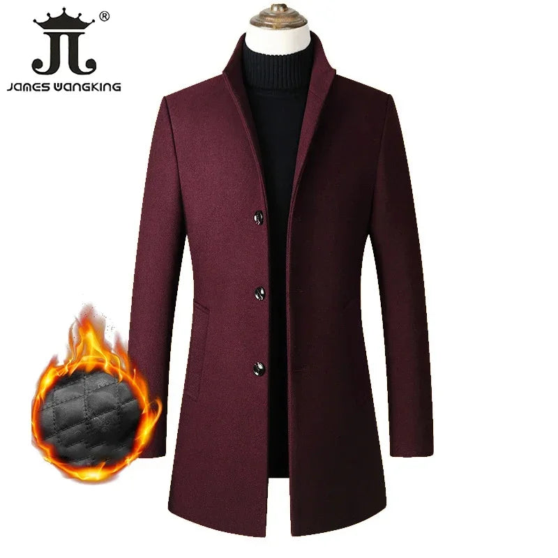 EUR Größe S-XXL Herbst Winter Dicke Warme Stehkragen Woolen Männer Mantel Business Casual Dünne MantelWoolen Jacke männlichen Windjacke