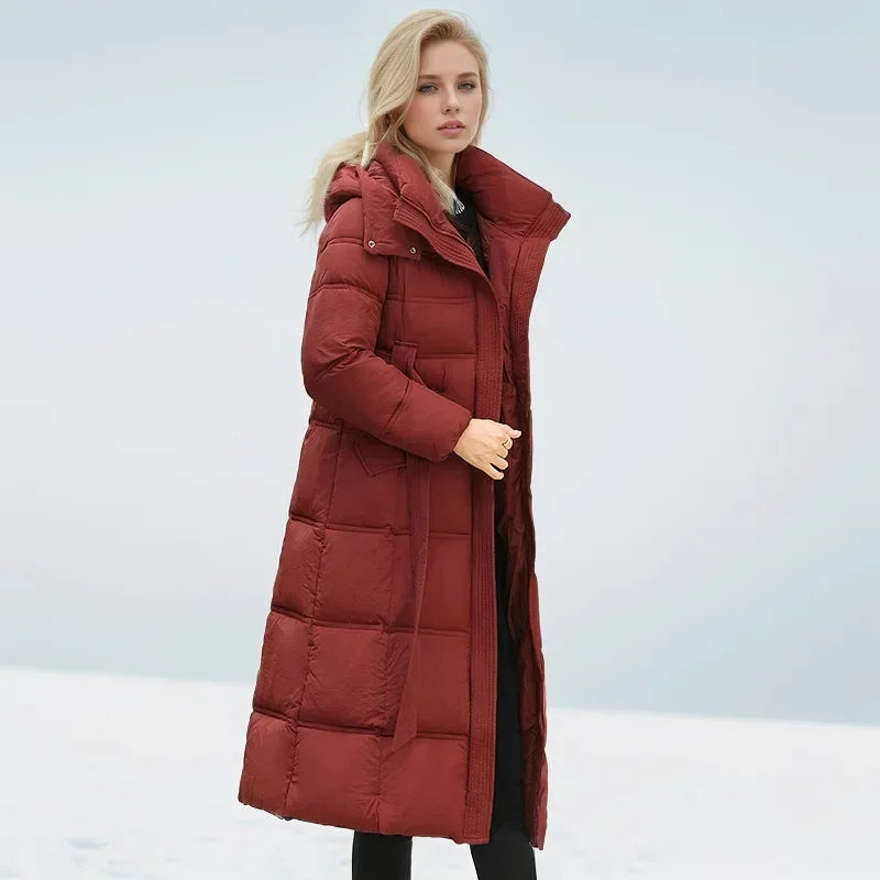 2024 neue Winter Frauen lange Parkas Taschen dicke warme Kapuze Daunen Baumwoll mantel weibliche lose Puffer Jacken wind dichten Schnee mantel