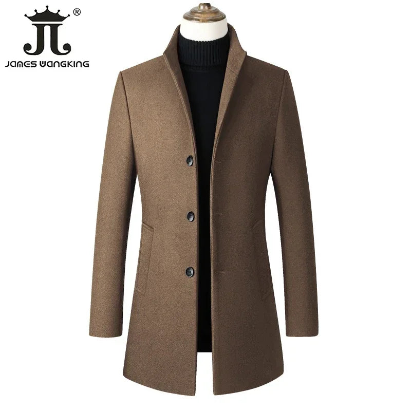 EUR Größe S-XXL Herbst Winter Dicke Warme Stehkragen Woolen Männer Mantel Business Casual Dünne MantelWoolen Jacke männlichen Windjacke