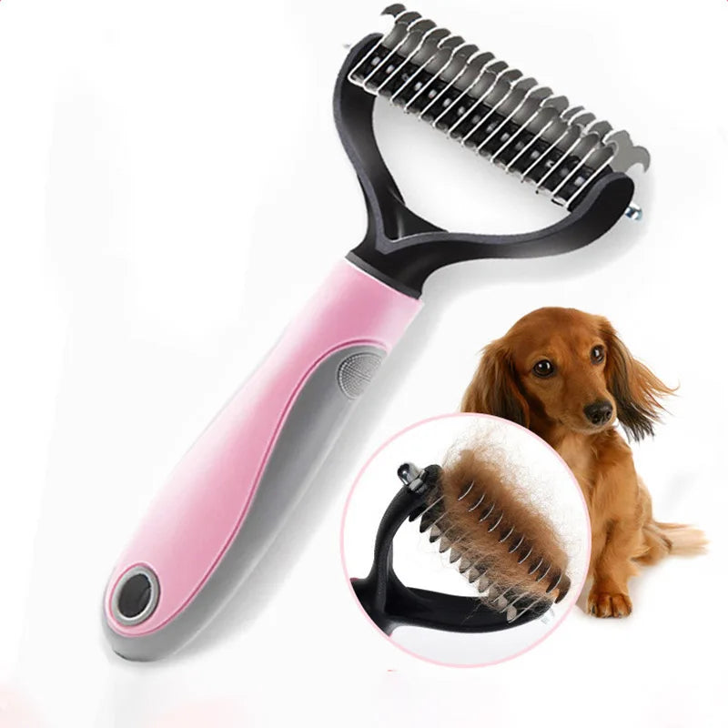Pet Fur Knot Cutter Brush 2 Sided Comb Dog Cat Grooming Hair Remove Tools Puppy Hair Shedding Trimmer Clean Deshedding Brushes