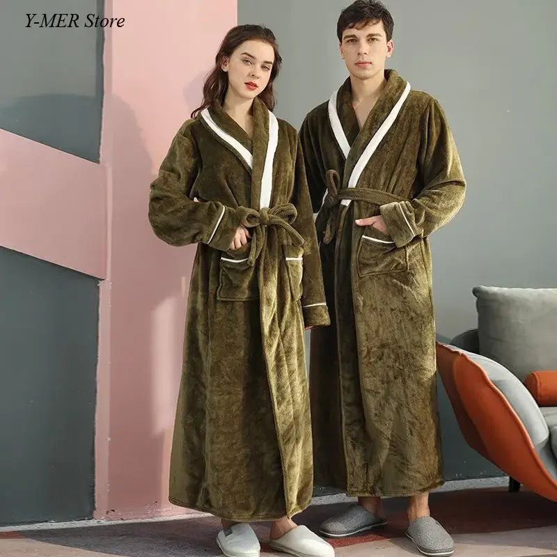 Nachtwäsche Lose Kimono Nachtwäsche Paar Verdicken Flanell Robe Männer Warme Herbst Winter Neue Intimate Dessous Lose Bademantel