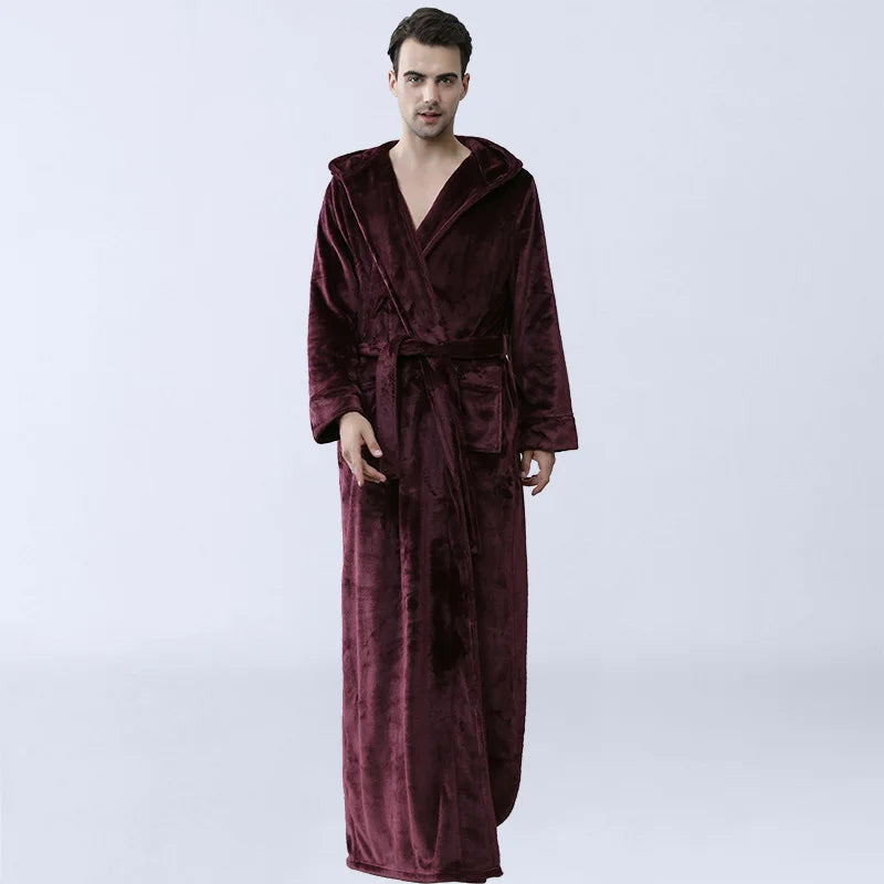 Männer Nachtwäsche verdicken Flanell Bademantel Kleid lose Robe Winter warm Kimono Bad Kleid lange Pegnoirs Dusch mäntel nach Hause Kleidung