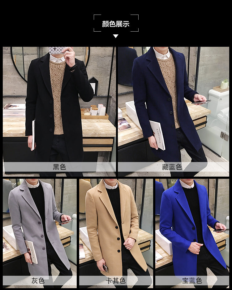 Neue Mode Boutique Reine Farbe High-grade Männer Woolen Tuch Casual Business Graben Mantel Herren Freizeit Blends Staub Mäntel jacken