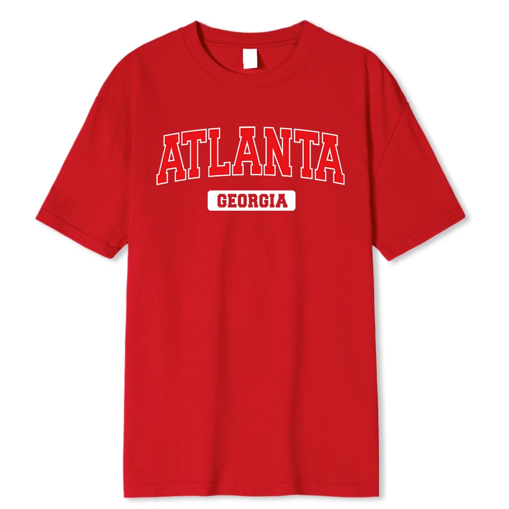 Atlanta Georgia Street Printing Men T Shirt Fashion Casual Tshirts Street Oversize Tshirt Loose 100% Cotton Tee Clothing Man