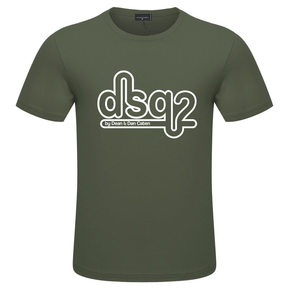 DSQ2 Brand Mens Summer Icon Print T-Shirt Mens Fashion Casual Loose Cotton Sport Jogging T-Shirt Street Hip Hop Couple T-Shirt