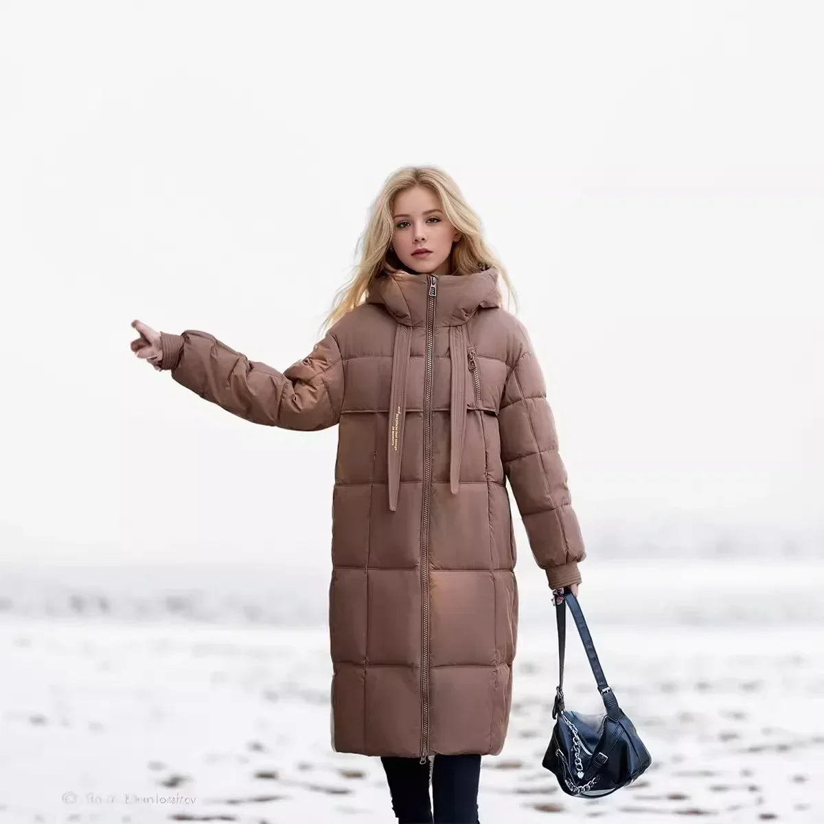 Frauen Parkas 2024 Herbst Winter Daunen Baumwoll jacken gepolstert verdickt Overknee locker lässig lange warme Taschen Mantel Schnee mantel