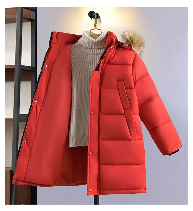 5 6 7 8 9 10 11 12 Jahre Jungen Jacke Winter verdicken warm halten Kinder Jacke Mode Reißverschluss Kapuze Jungen Mantel Teenager Kinder Kleidung