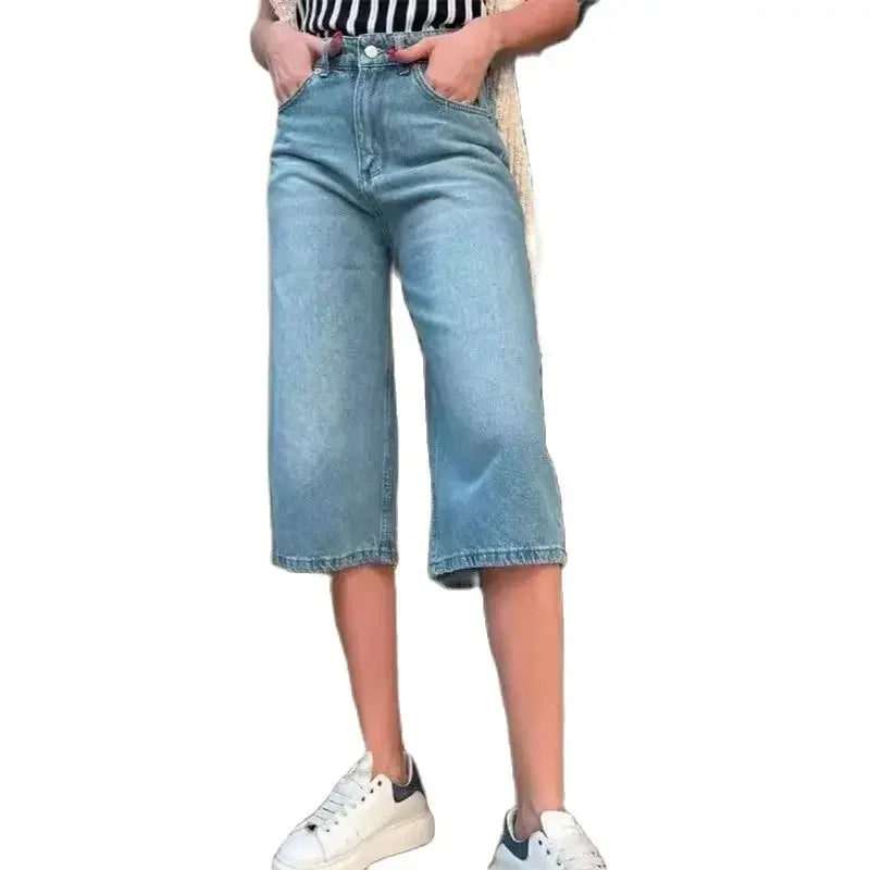 Gerade Sieben viertel Jeans Hosen