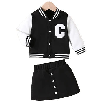 2 3 4 5 6 7 Jahre Baby Mädchen Kleidung setzt Kinder neue Mode Baseball Mäntel Rock 2 Stück Outfits Frühling Herbst Kinder Trainings anzug