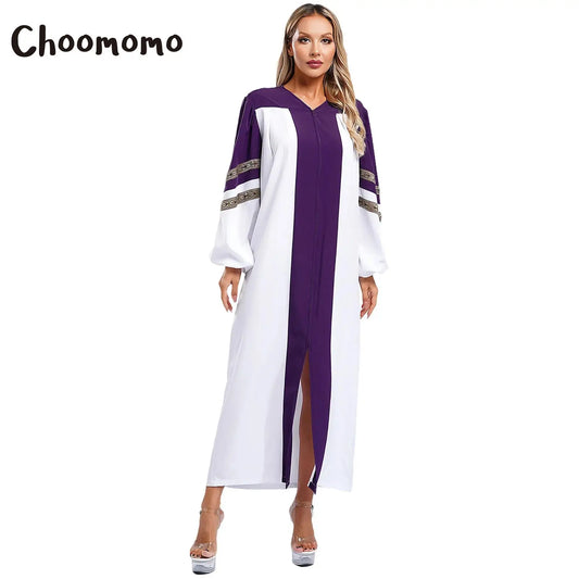 Damen Klerus Roben Minister Chor Robe Mittelalter Soutane Prediger Pastor Lange Kleider Abschlusskleid Halloween Cosplay Dress Up