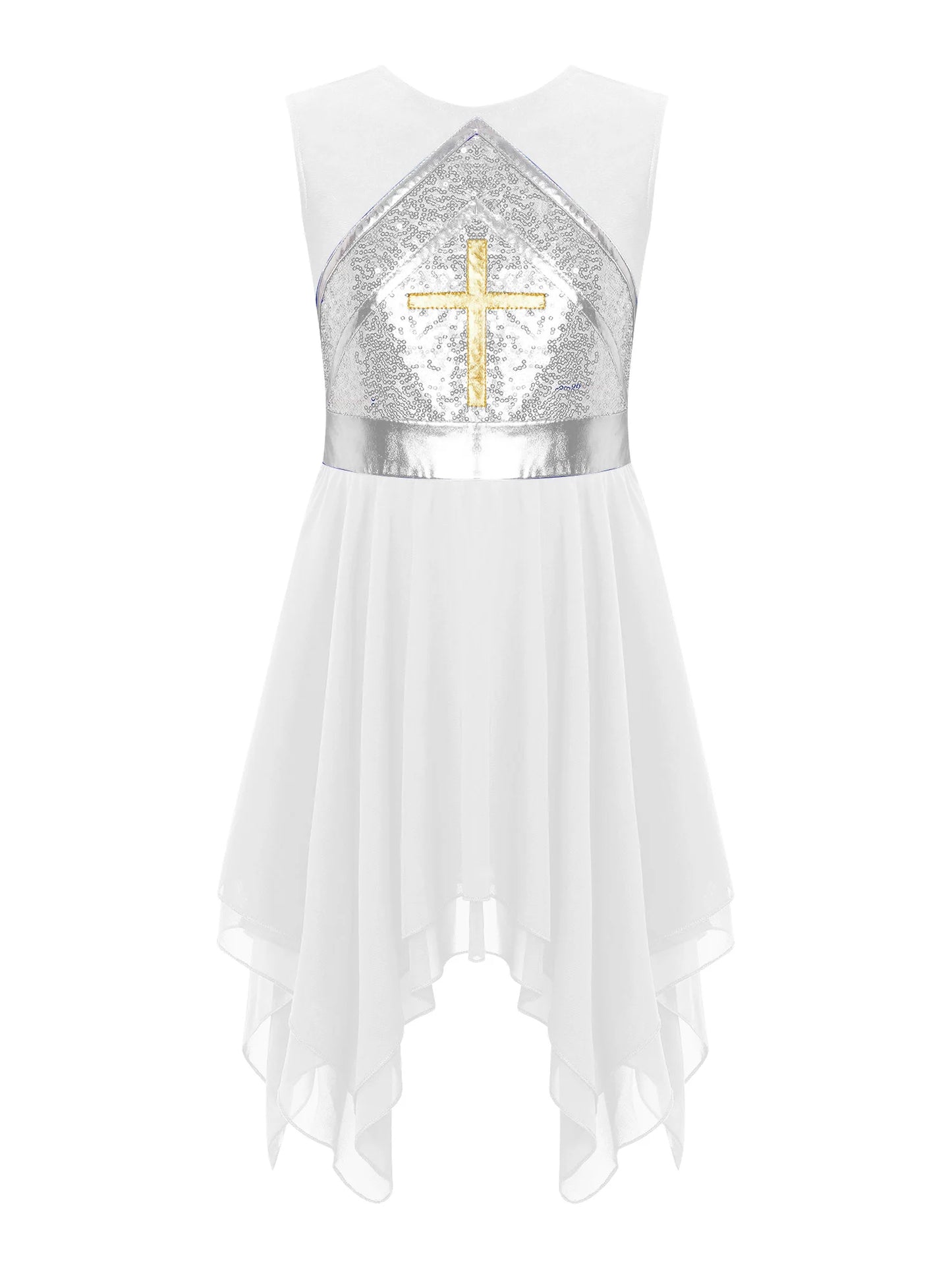 Kinder Mädchen loben Tanz kleid ärmellose metallische Kreuz liturgische Anbetung Kirche Robe Feier des Geistes Kostüm Tanz kleidung