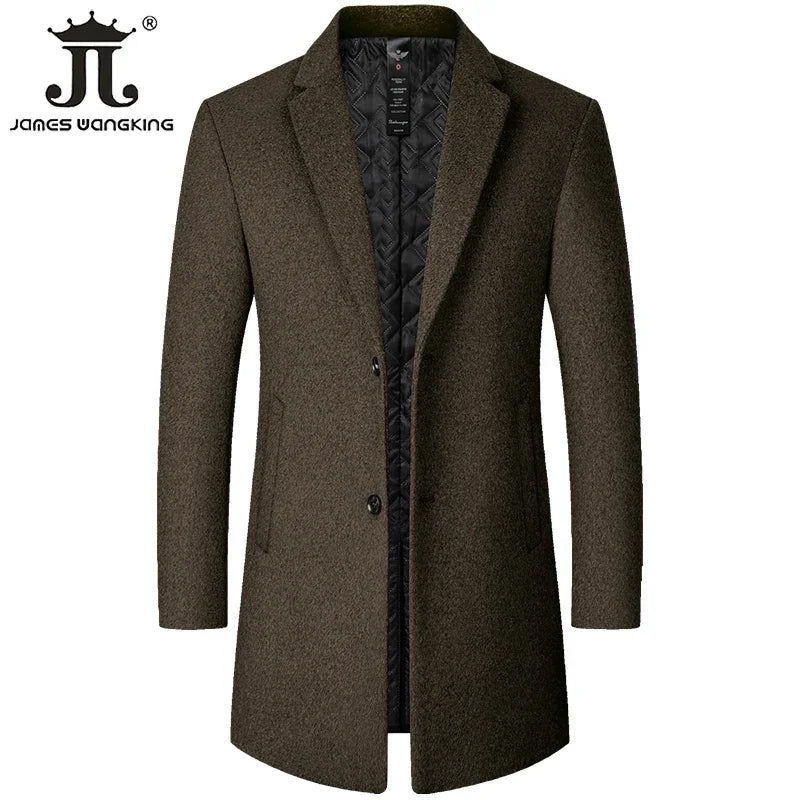 Männlichen Woll Mantel Einfarbig Schlanke Mitte Länge Windjacke Warm Wear-Resistant herren Wolle Mantel Business Formale tragen Lässige Jacke