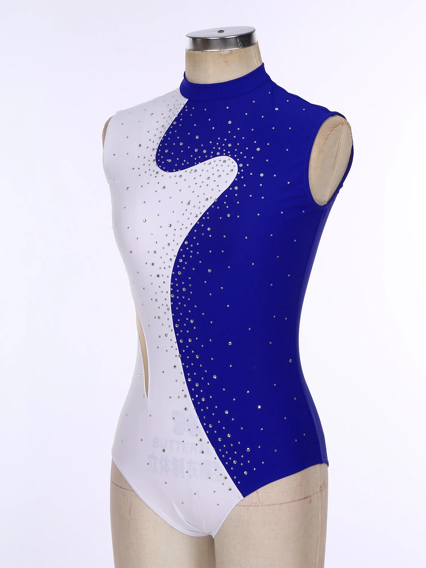 Damen-Trikot mit glitzernden Strasssteinen, ärmellos, für Ballett, Tanz, Gymnastik, Body, Eiskunstlauf, Wettbewerb, Kostüm, Tanzbekleidung