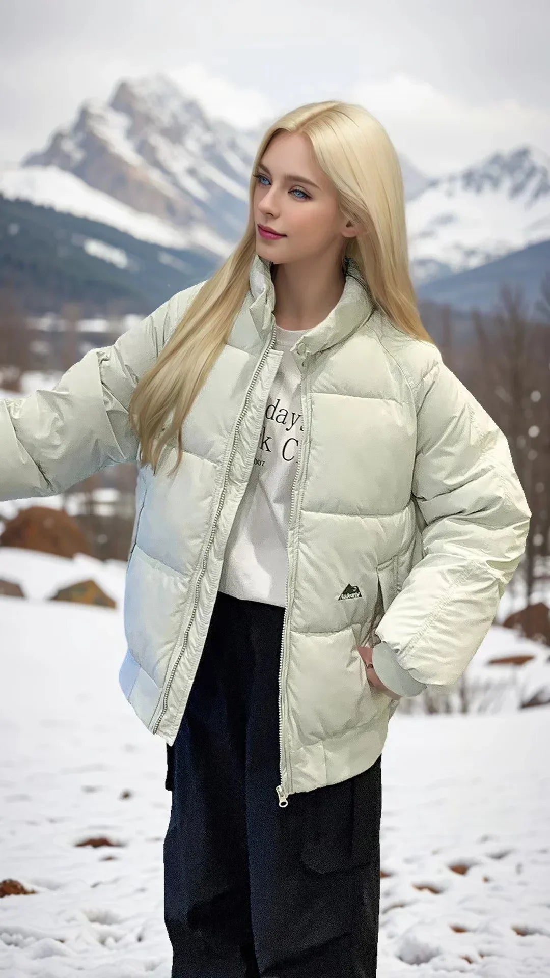 Süße Frau Daunen Baumwoll mantel Winter jacke warm lose koreanische Mode Stand Kragen Reiß verschluss 2024 neue weibliche Puffer jacke gepolstert