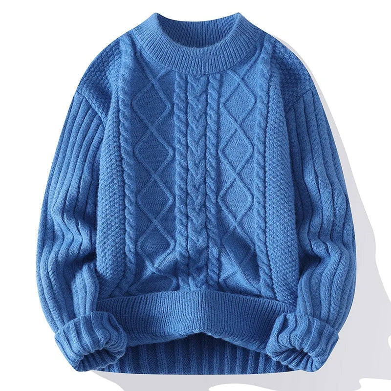 Neue männer Warme Pullover Gestrickte Pullover Rundhals Vintage Harajuku Lose Einfarbig Casual Winter Pullover Männer Pullover Mann