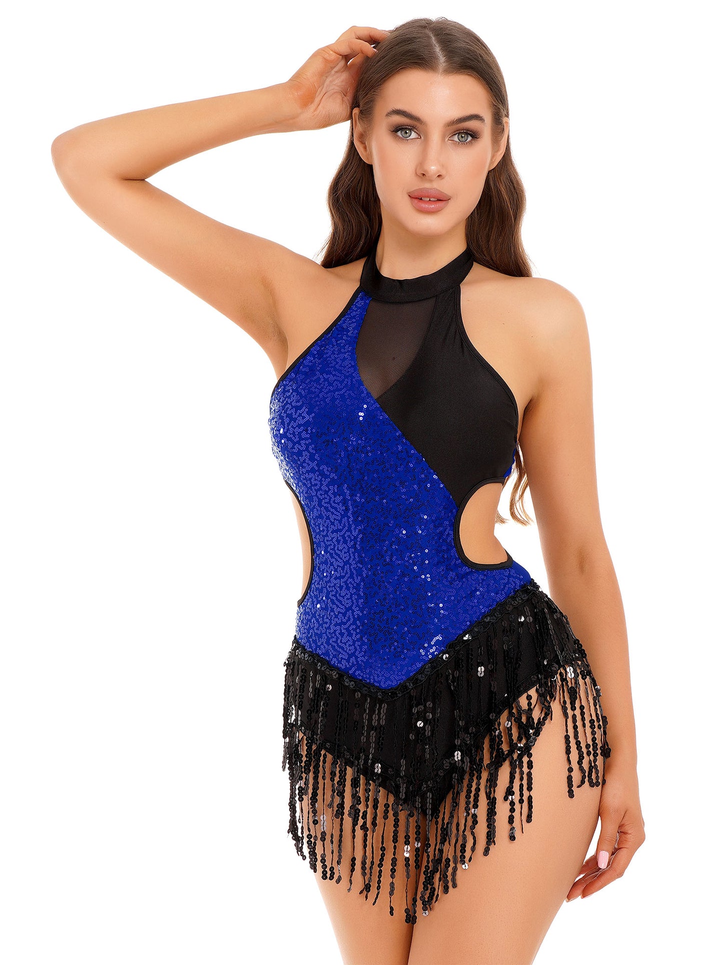 Damen Pailletten Quaste Fransen Flapper Latin Tanz kleid Trikot funkelnde Salsa Rumba Samba Cha-Cha Jazz Gesellschaft stanz Kostüm