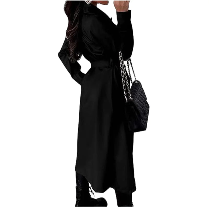 Damen-Mäntel aus Wollmischungen, zweireihig, dünner Damen-Trenchcoat, lässiger Winbreaker mit Gürtel, Trenchcoat für Damen