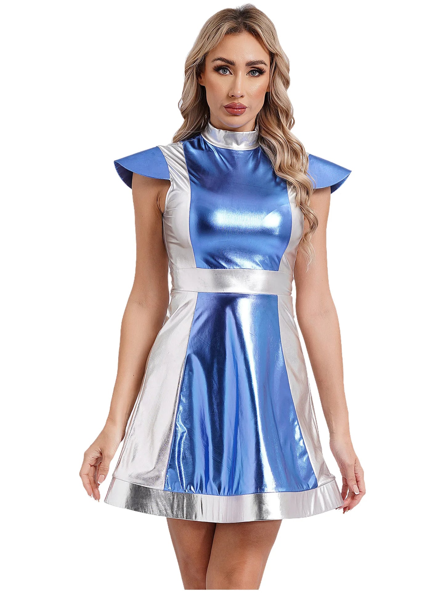 Frauen Weltraum Alien Kostüm außer irdische Halloween Metallic Kleider für Themen Party Cosplay Rollenspiel verkleiden