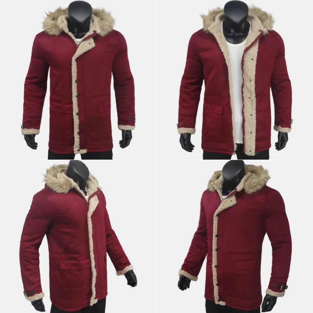 Winter herren Jacken Wildleder Warme Windjacke Mit Kapuze Fleece Jacke Männer Wolle Verdickt Pelz Kragen Oberbekleidung männer Kleidung S-5XL