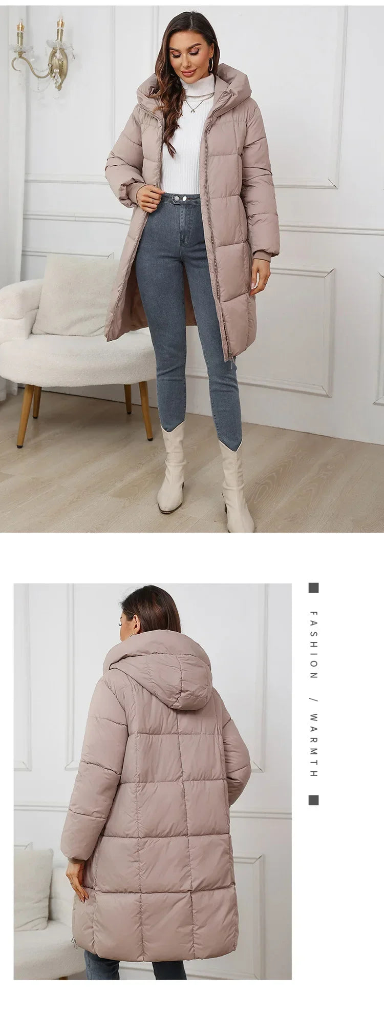 2024 neue Winter Frauen Lange Parkas Taschen Dicke Warme Mit Kapuze Unten Baumwolle Mantel Weibliche Lose Puffer Jacken Winddicht Schnee Mantel