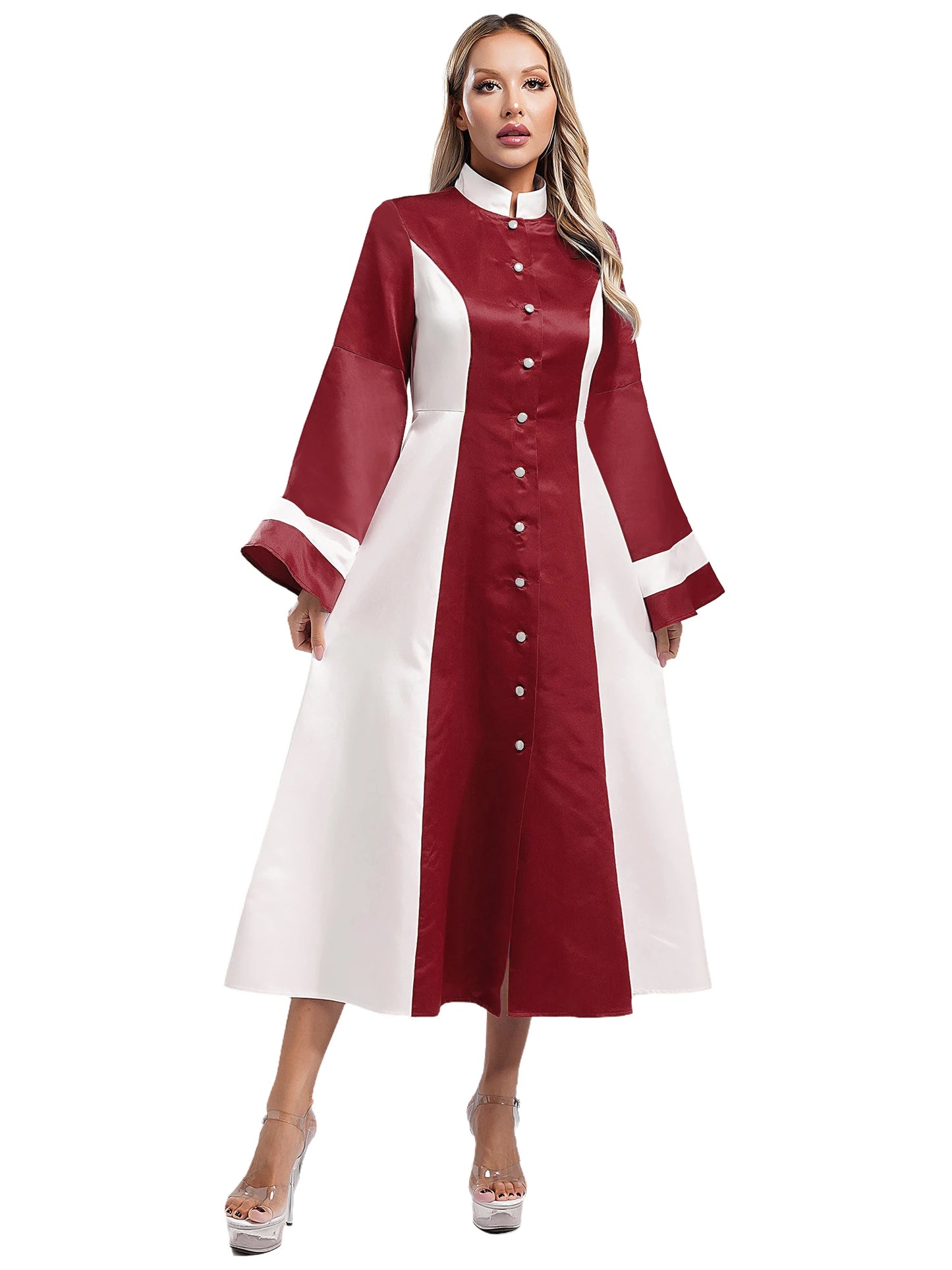 Mittelalterliches Klerus-Kleid für Damen, lange ausgestellte Ärmel, elegante Kirchenrobe, Pastor, Chor, christliches Kleid, Halloween-Cosplay-Kostüme