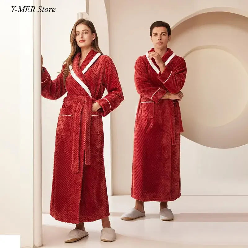 Verdicken Flanell Nachtwäsche Loungewear Paar Dusche Roben 2024 Herbst Winter Neue Bademantel Kimono Männer Lose Nachthemd Homewear