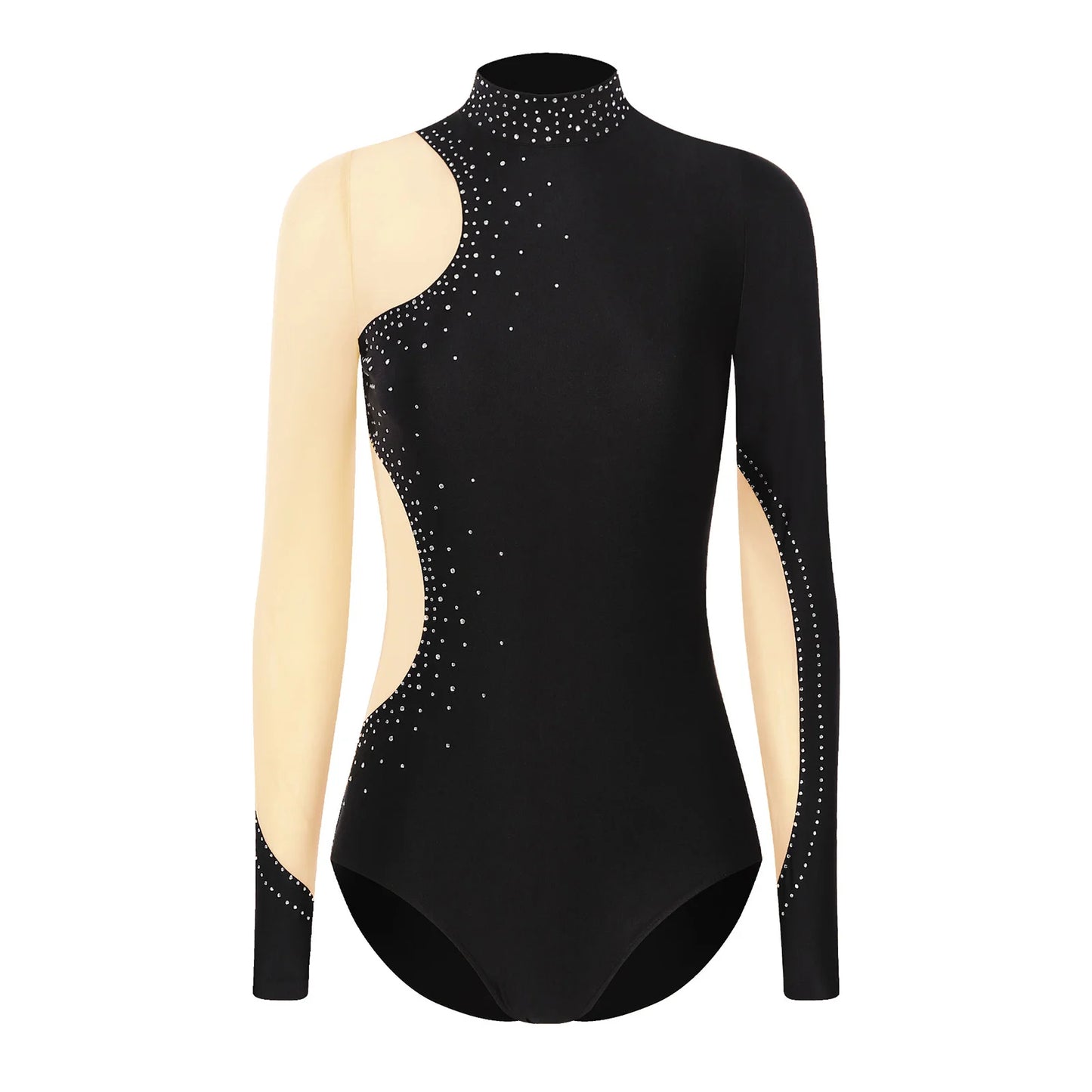 Damen Figur Eislauf Trikot glänzenden Strass Langarm Ballett Tanz Gymnastik Bodysuit Wettbewerb Praxis Overall