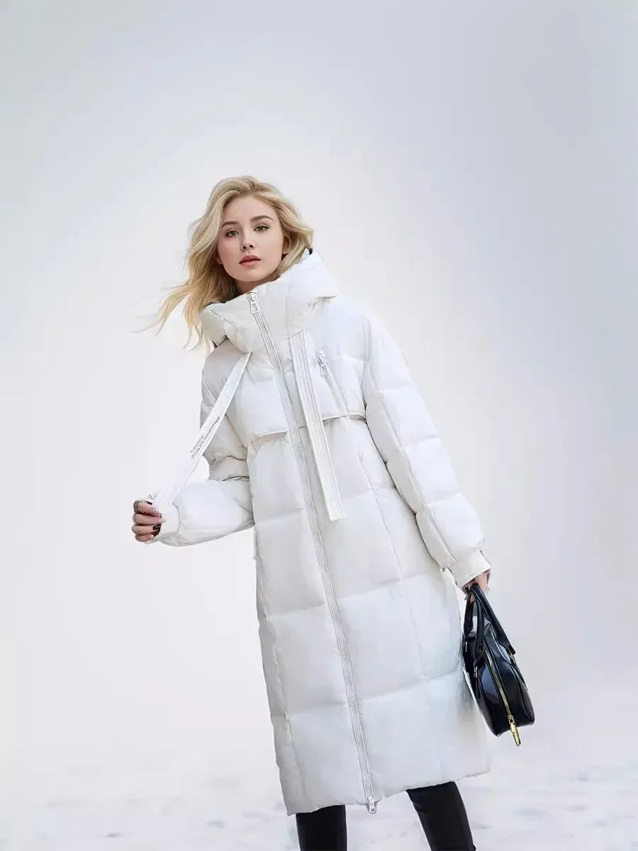 Frauen Parkas 2024 Herbst Winter Daunen Baumwoll jacken gepolstert verdickt Overknee locker lässig lange warme Taschen Mantel Schnee mantel