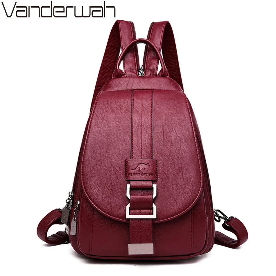 Frauen Anti diebstahl Rucksack Hohe Qualität Leder Schule Schulter Taschen Für Teenager Mädchen Multifunktions Rucksack Damen Brust Tasche