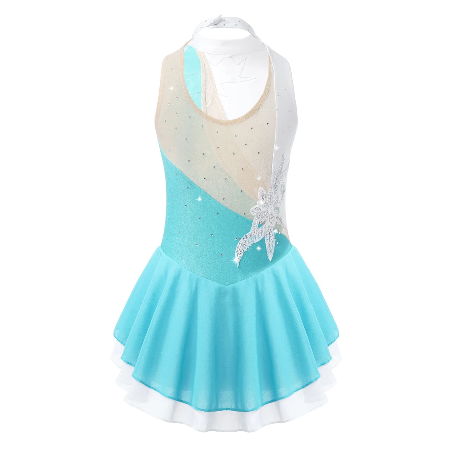 Shiny Sequins Floral Ballet Gymnastics Leotard for Girls Kids Figure Skating Dress Child Contemporary Lyrical Dance Costumes