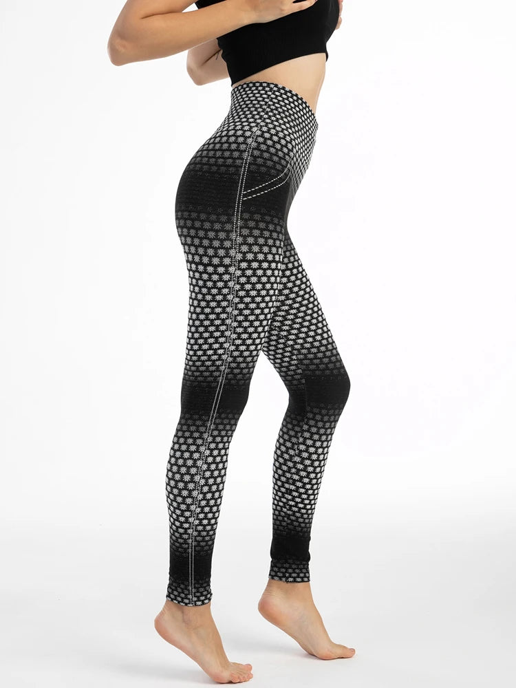 CUHAKCI High Elastic Tight Women's Grey Honeycomb Print Leggings Seamless Overwear Pants Sexy Fake Jeans Slim Fit Yoga Trouse