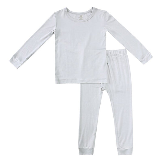 2023 Bamboo Fiber Toddler Kids Pajamas Clothes Solid Hight Elasticity Breathable Sleepwear Set For 9M-7T Boy Girl Loungewear