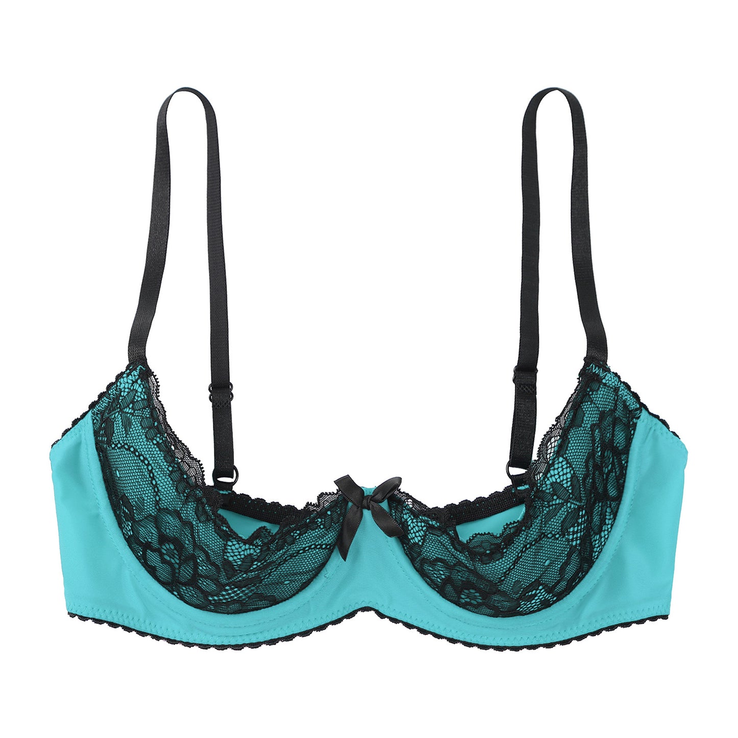 Damen sexy bestickte Spitze Demi Cup BHs Balcon ette ungefüttert unter verdrahtet Regal BH Bra lette Push-up Bandeau Unterwäsche