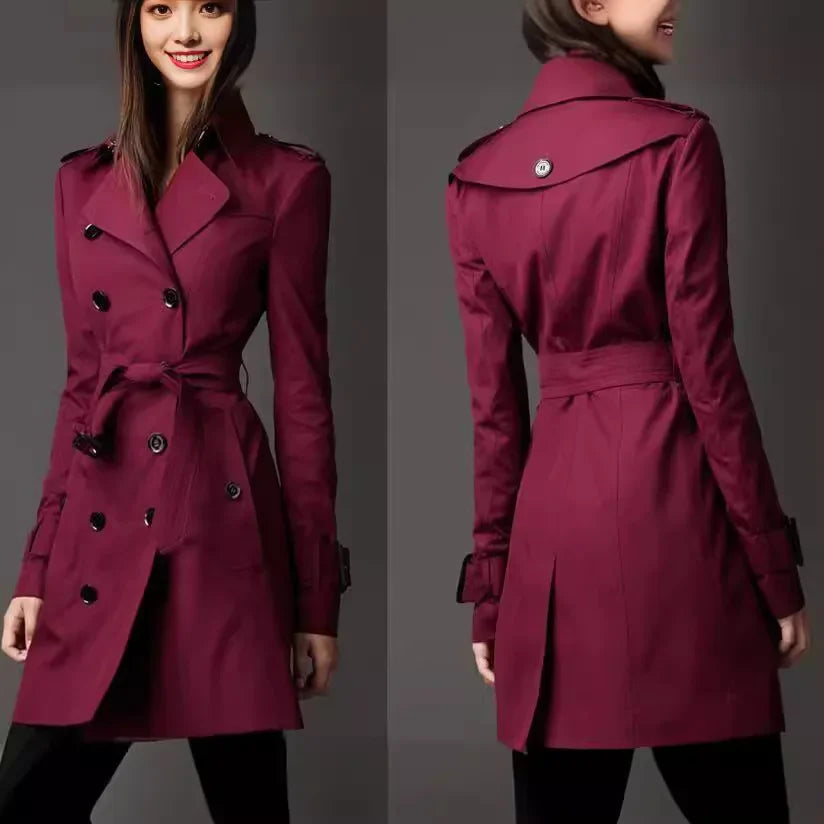 Amazon New Trendy Double Row Button Slim Fit Langer Trenchcoat im europäischen und amerikanischen Stil Trendy Celebrity Same Model