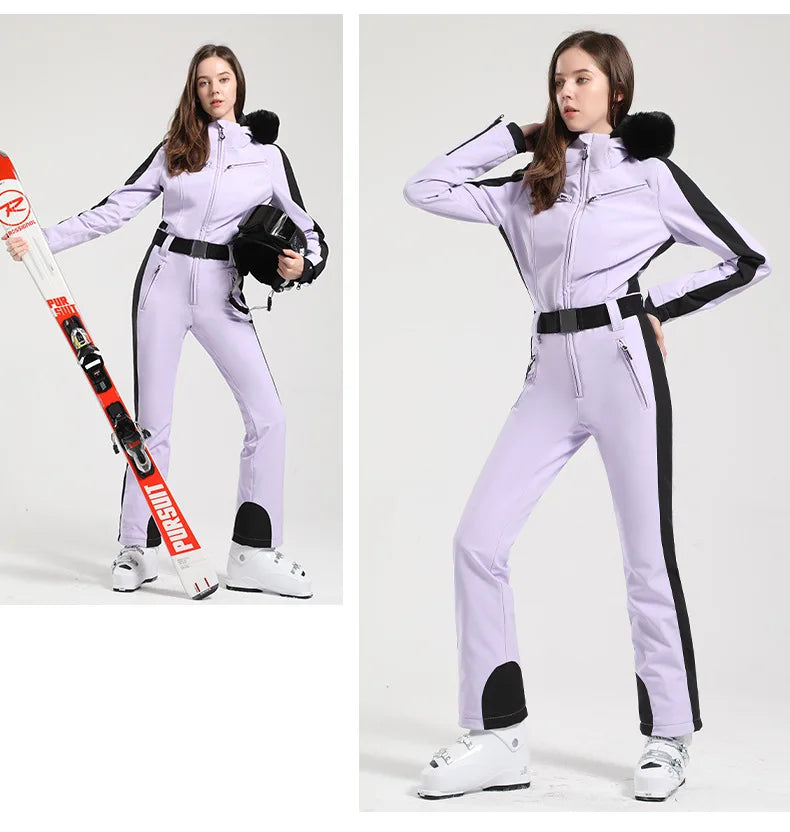 2025 einteiliger Ski anzug Frauen warme Outdoor-Snowboard jacke Overalls Ski-Set Overalls wind dicht wasserdicht traje de esqui