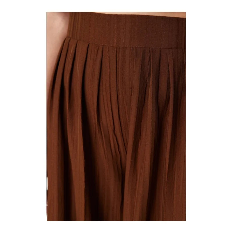 Trendyol TYZA Damen-Hosen und Caprihosen, einfarbig, Crinkle, stilvolle Hosen mit weitem Bein und Caprihosen, weites Bein, lässige Umstandsmode