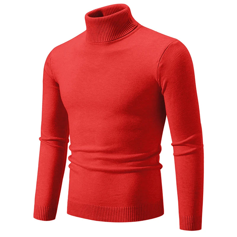 Herren gestrickte Roll kragen pullover Herbst Winter Slim Fit Strick pullover Männer lässig einfarbig Roll kragen pullover Strick pullover Mann